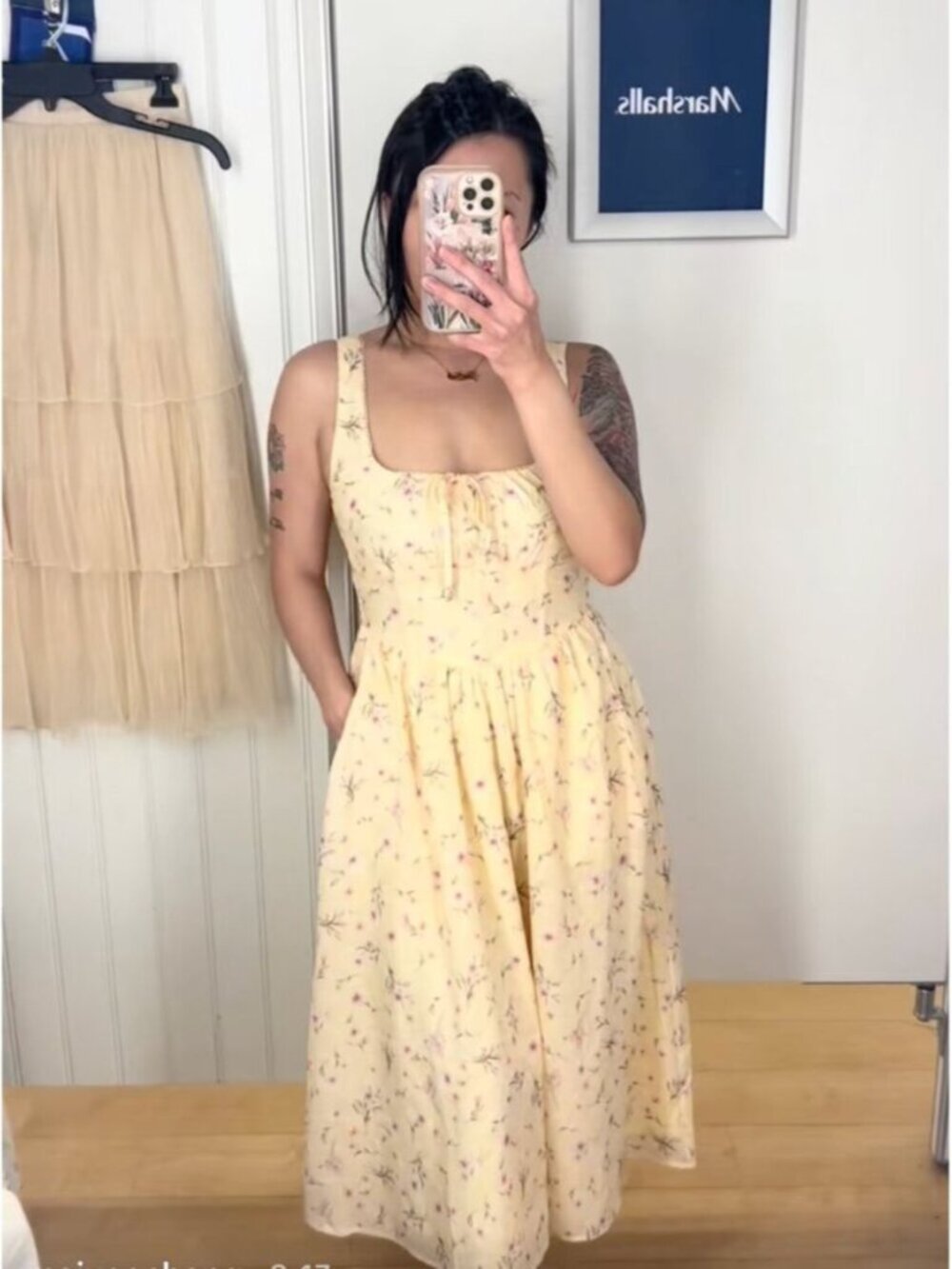Thirty Thirty Floral Sweetheart Corset Bustier Midi Dress Yellow Pink Size XS - Picture 3 of 7